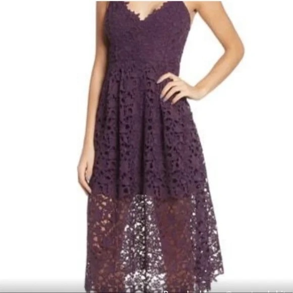 ASTR the Label Lace A Line Midi Dress Plum Size M (Medium)